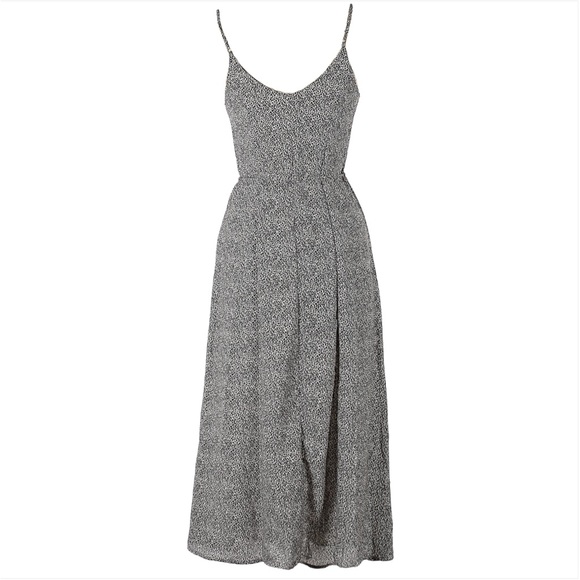 NWOT Sienna Sky Black White Animal Print Button Up Tie Waist Midi Tank Dress - Picture 2 of 4